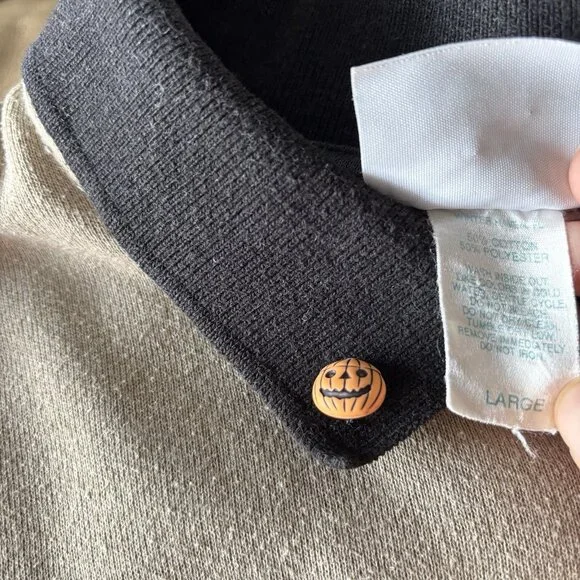 Vintage Halloween Sweatshirt Women’s Large Black Cat Pumpkin Scarecrow 80/90s - Picture 11 of 16